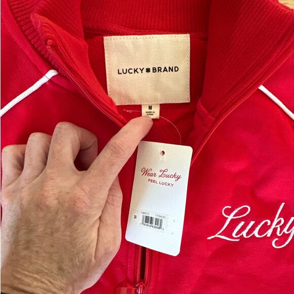 Lucky Brand - Raglan Track Jacket in Red & White - Picture 2 of 4